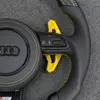 Yellow carbon shift paddles and multifunction buttons for Audi RS LED custom steering wheel replacement