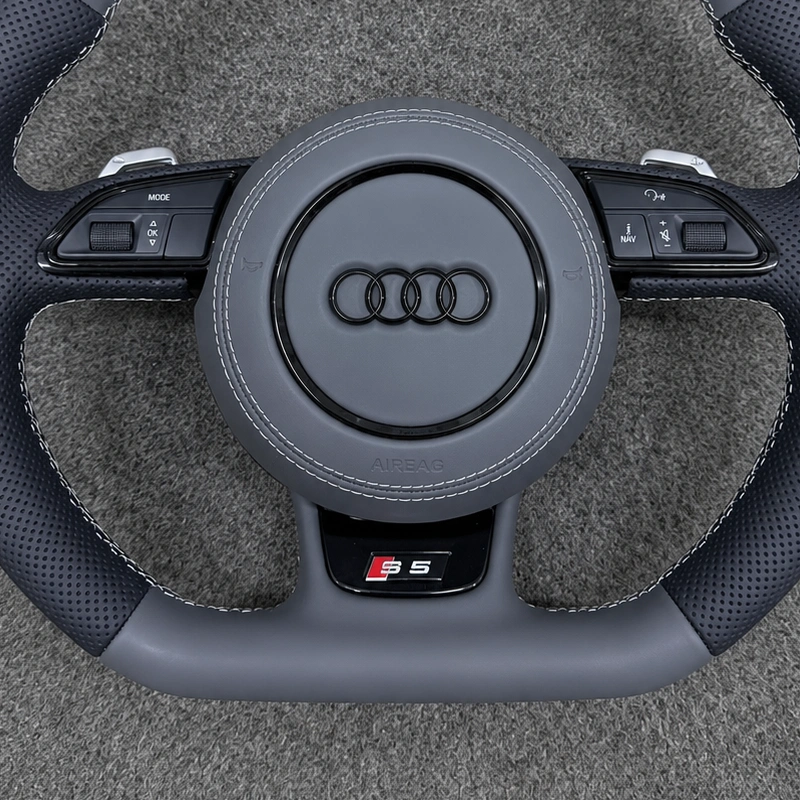 Exclusive S5 emblem on grey two tone Audi steering wheel JIONX