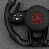 Custom AMG Racing Steering Wheel Black Leather Red Stitching for Mercedes Benz CLA GLC GLE C63 E63 G63
