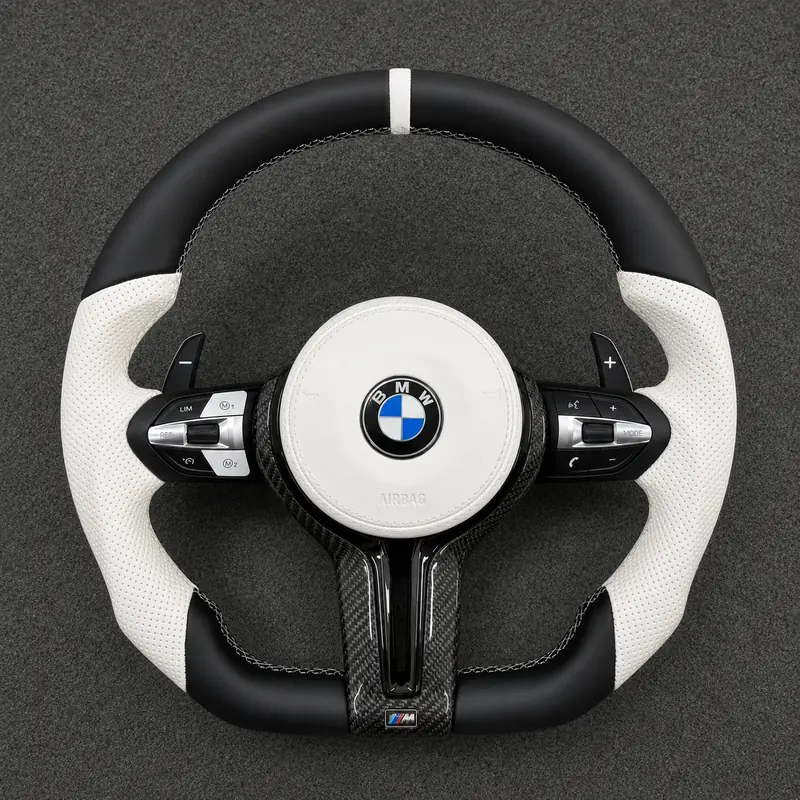 Custom Nappa Leather Real Carbon Fiber LED Steering Wheel for BMW 2 Series F22 F23 And M2 F87 2014–2021 -JIONX