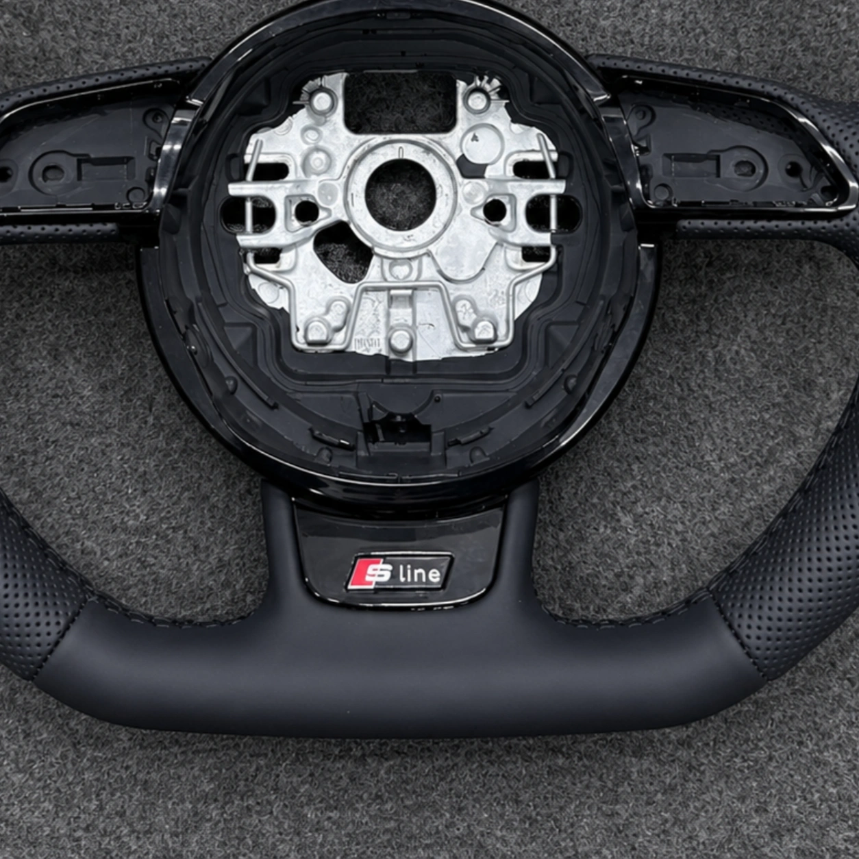S Line Badge Gloss Black Bottom Trim Base Detail JIONX D Shape Audi Steering Wheel