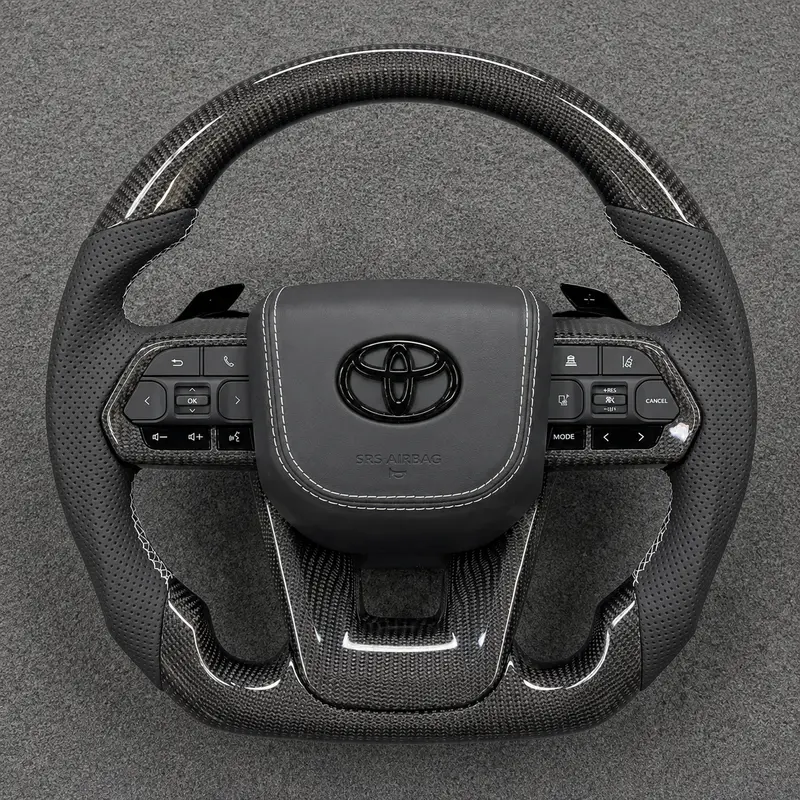 For Toyota Series 2015–2026 Nappa Leather Custom Real Carbon Fiber LED Steering Wheel -JIONX