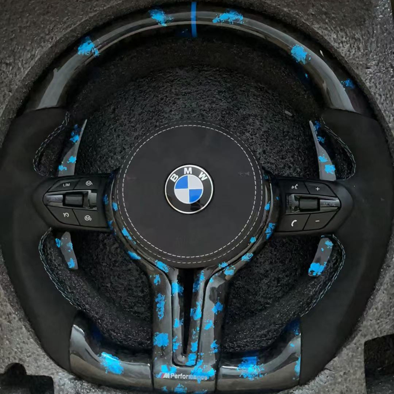LED Carbon Fiber Steering Wheel Is Suitable For BMW F10 F20 F30 3 Series 5 Series Models Comes With Buttons And Shift Paddles