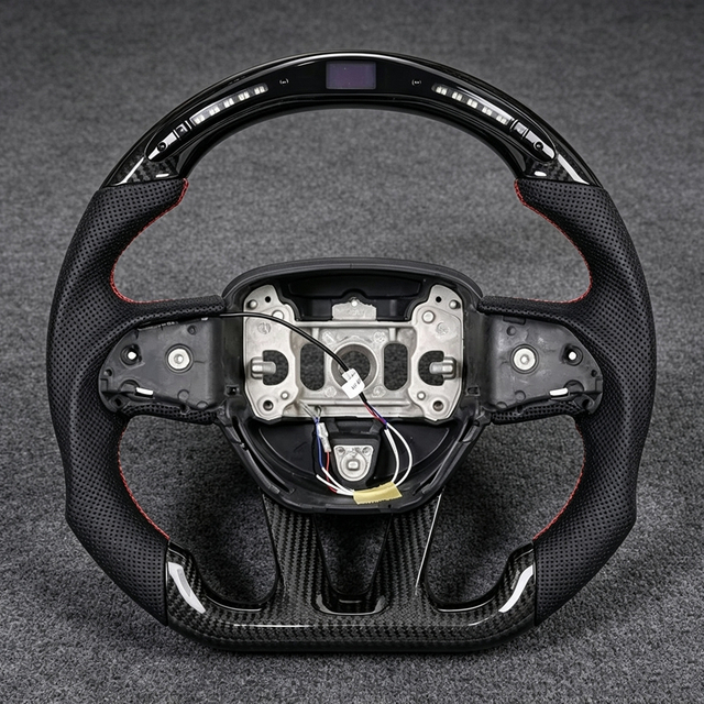 Custom Leather Carbon Fiber LED Steering Wheel for Dodge Charger Challenger RAM 1500 TRX Pickup Trucks