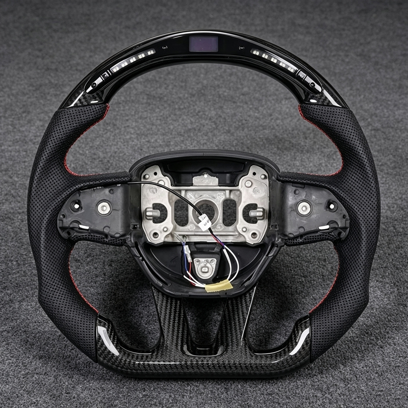 Custom Leather Carbon Fiber LED Steering Wheel for Dodge Charger Challenger RAM 1500 TRX Pickup Trucks