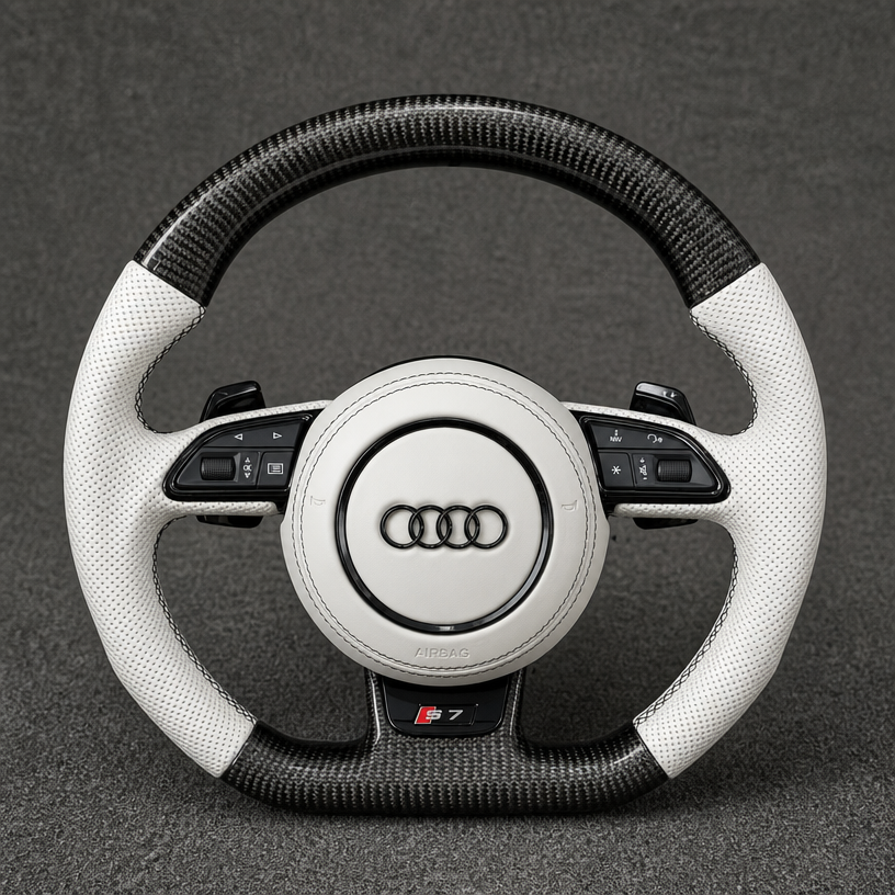 Custom Perforated Nappa Leather Carbon Fiber LED Steering Wheel for Audi A4 S4 RS4 A5 S5 RS5 B5 B6 B7 B8 B9 8T 8F F5 1994–2026 -JIONX