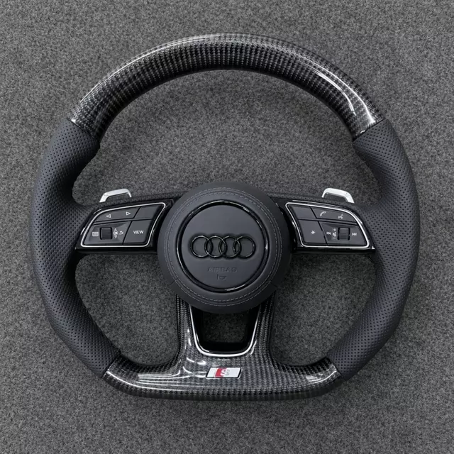 Carbon Fiber Perforated Leather S Steering Wheel With Multifunction Buttons Shift Paddles For Audi A3 A4 A5 A6L R8 TT Q8 B9 JIONX