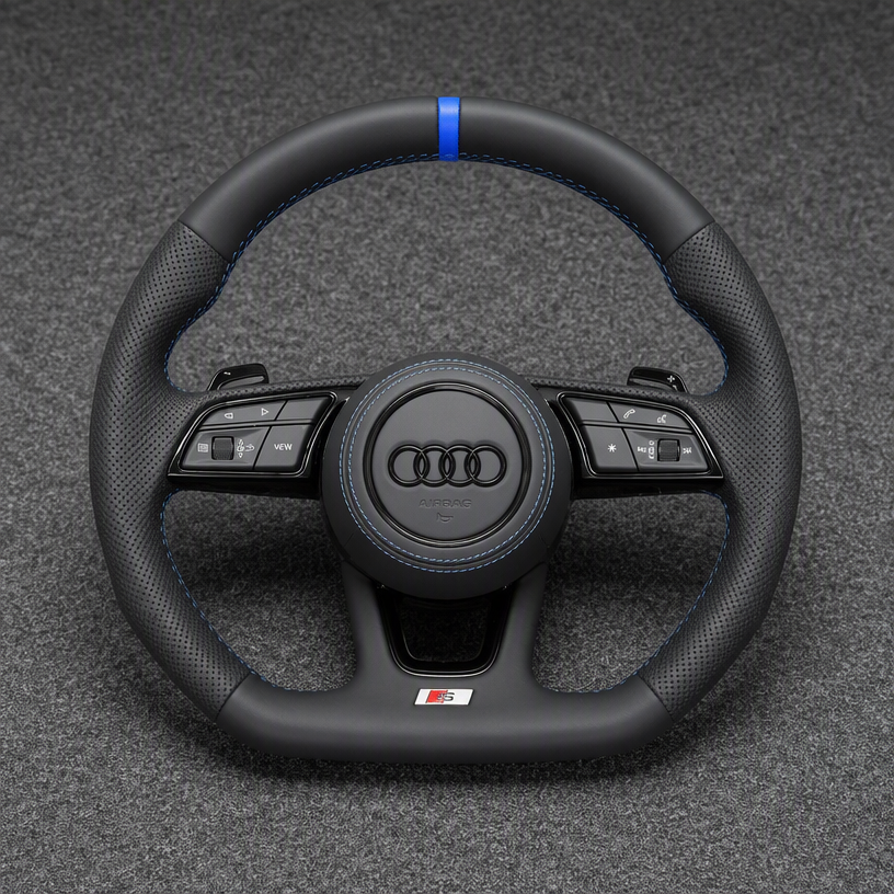 Custom Alcantara Nappa Leather Carbon Fiber LED Steering Wheel for Audi Q3 SQ3 RSQ3 8U 2011–2018 -JIONX