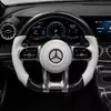 White Leather Carbon Fiber AMG Steering Wheel for Mercedes Benz CLA GLC GLE GLB GLS C63 E63 S63 CLS63 G63