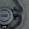 Multifunction control buttons closeup of JIONX custom steering wheel for Audi A4 A5 B8 S Line