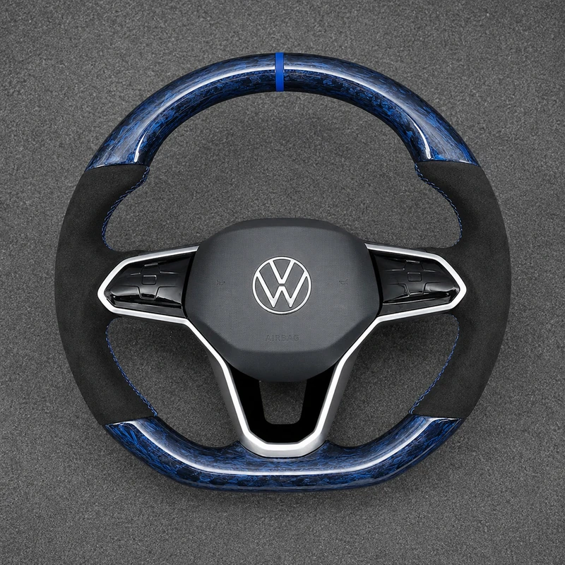 For Volkswagen Golf MK8 GTI Golf R 2019-2026 Custom Real Carbon Fiber Flat Bottom Steering Wheel | JIONX