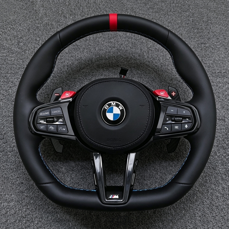 With M1M2 Leather CS Steering Wheel Fit for BMW G Series G20 G80 G22 G82 G30 G31 G32 G05 G06 G07 G08 G80 G82 G84 G87 G11 G12 G10 New Style