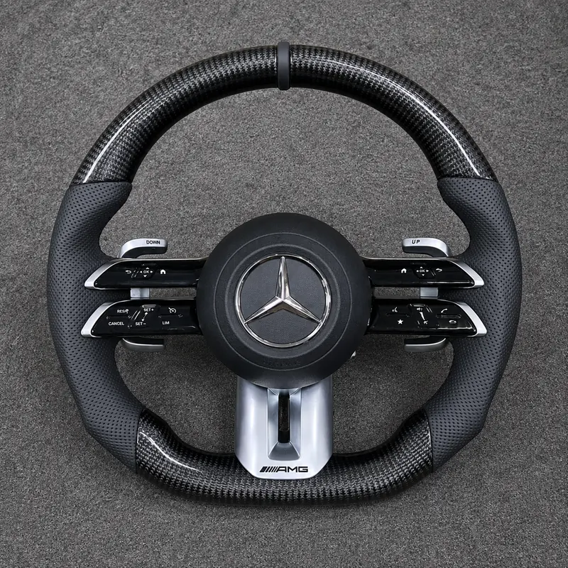 Benz A B C E S GLC GLE 2003-2026 W203-W206 W211-W214 Nappa Alcantara Custom Real Carbon Fiber LED Dragonfly Wheel -JIONX