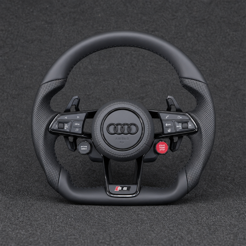 Audi Q3 SQ3 RSQ3 2011-2018 8U Nappa Alcantara Custom Real Carbon Fiber LED Wheel -JIONX