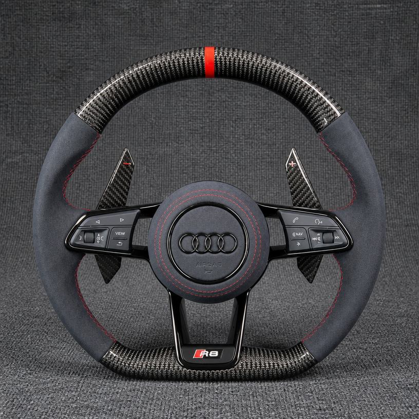  For Audi A3 S3 RS3 1996–2026 8L 8P 8V 8Y Nappa Alcantara Custom Real Carbon Fiber LED Wheel -JIONX