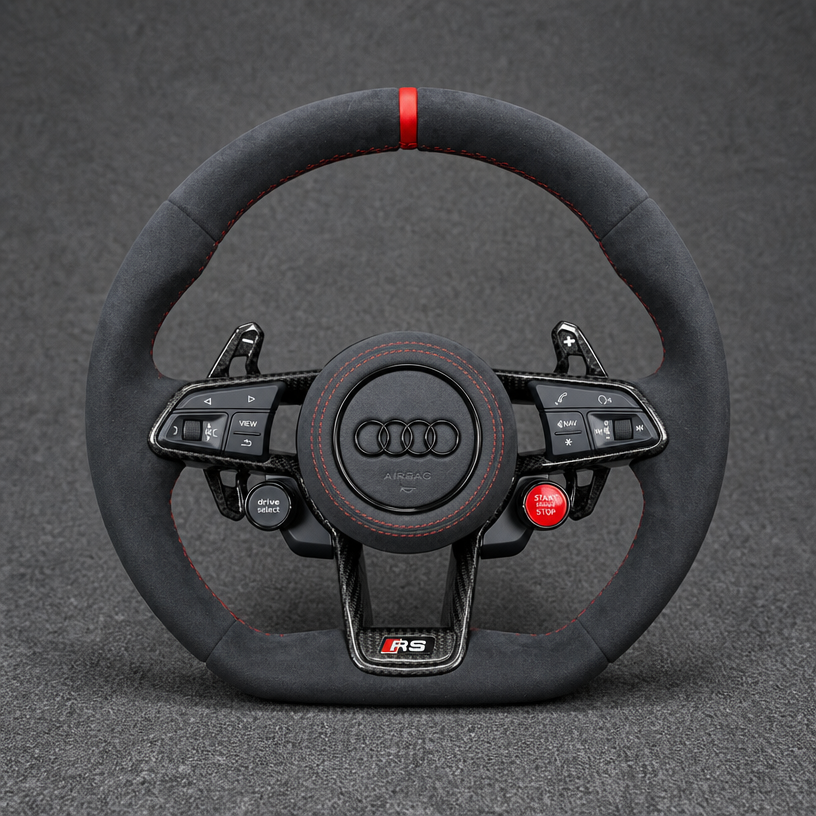For Audi A4 S4 RS4 A5 S5 RS5 1994–2026 B5 B5 B6 B7 B8 B9 8T 8F F5 B10 Nappa Alcantara Custom Real Carbon Fiber LED Wheel-JIONX