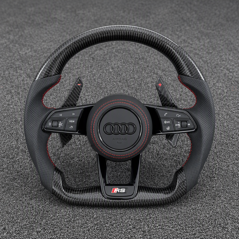 For Audi A6 S6 RS6 A7 S7 RS7 1994–2026 C4 C5 C6 C7 C8 C9 Nappa Alcantara Custom Real Carbon Fiber LED Wheel -JIONX