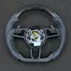 Custom genuine leather and carbon fiber steering wheel with LED indicators suitable for Porsche Macan Cayenne Panamera 911 and other models