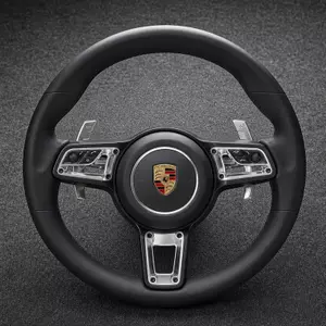 Porsche Panamera custom black Nappa leather steering wheel with multifunction controls