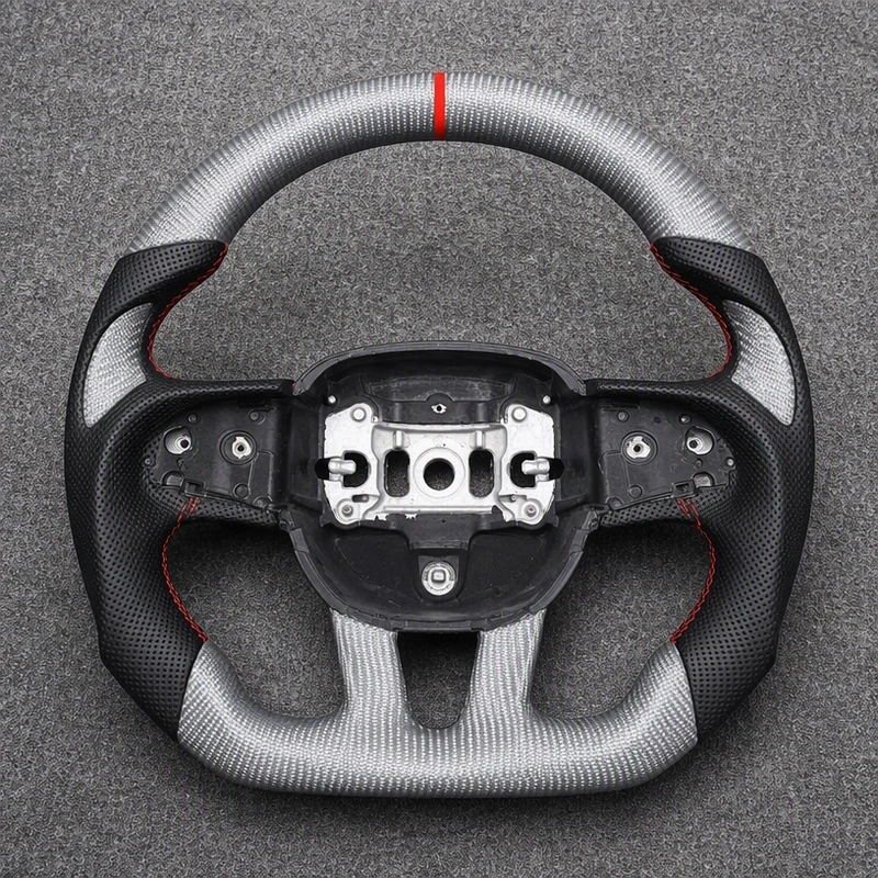 Dodge Challenger Custom Real Carbon Fiber Flat Bottom Steering Wheel 2008–2023 | JIONX