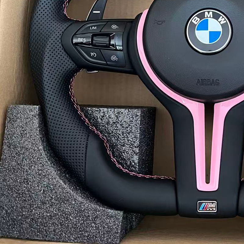 Flat Bottom For BMW F30 F31 F32 F10 F20 F07 F01 E46 E60 E90M3 M5 Perforated Leather Sport Steering Wheel M Logo Car Assembly