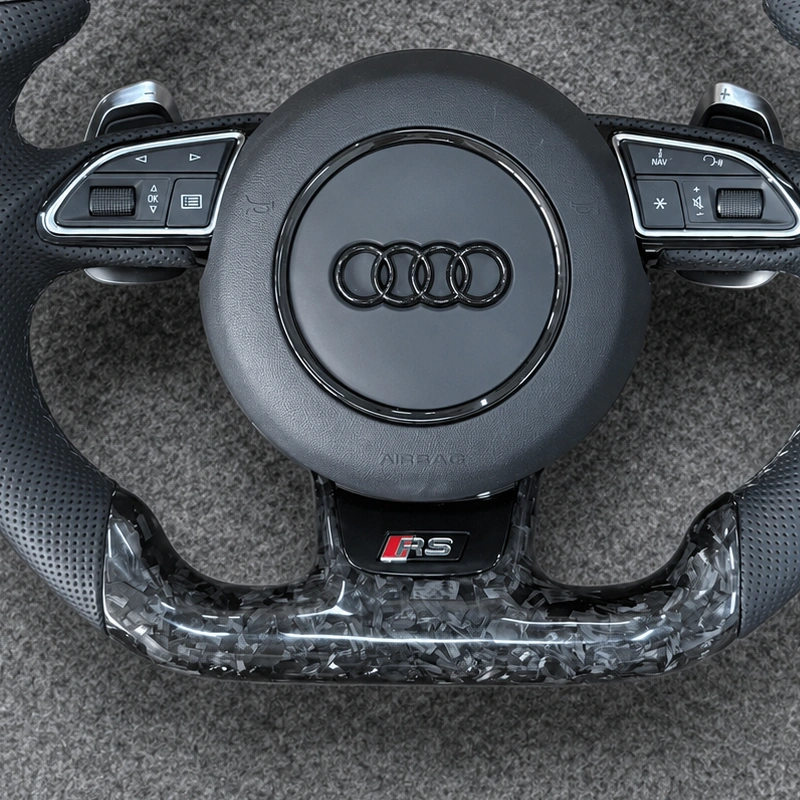 Original multifunction control buttons RS logo metal shift paddles for Audi forged carbon steering wheel