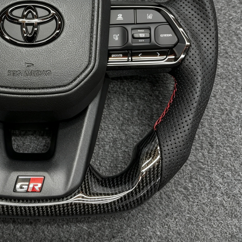 Custom Blue Forged Carbon Fiber Sports Steering Wheel for Toyota Land Cruiser 300 (LC300) and 200 (LC200)