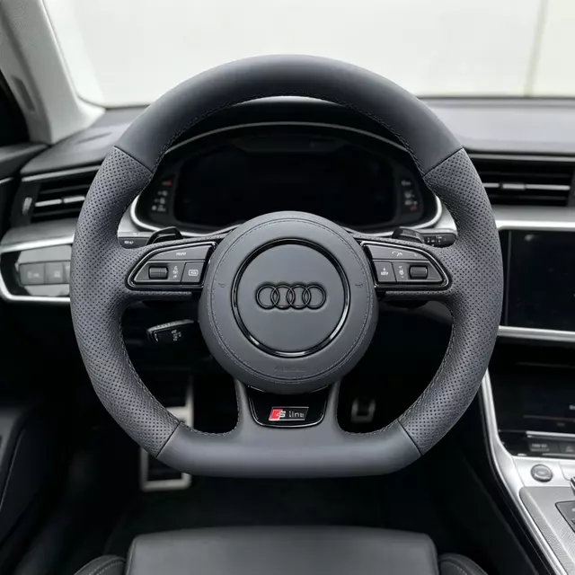 JIONX B8 perforated nappa steering wheel installed cockpit upgrade for Audi B8 series A4 Q5