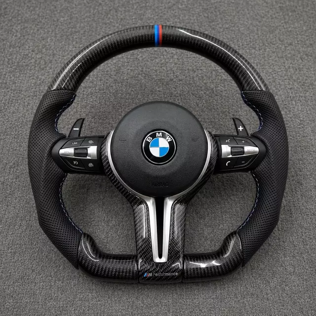 Custom real carbon fiber LED sport steering wheel for BMW X3 E83 with premium leather grip