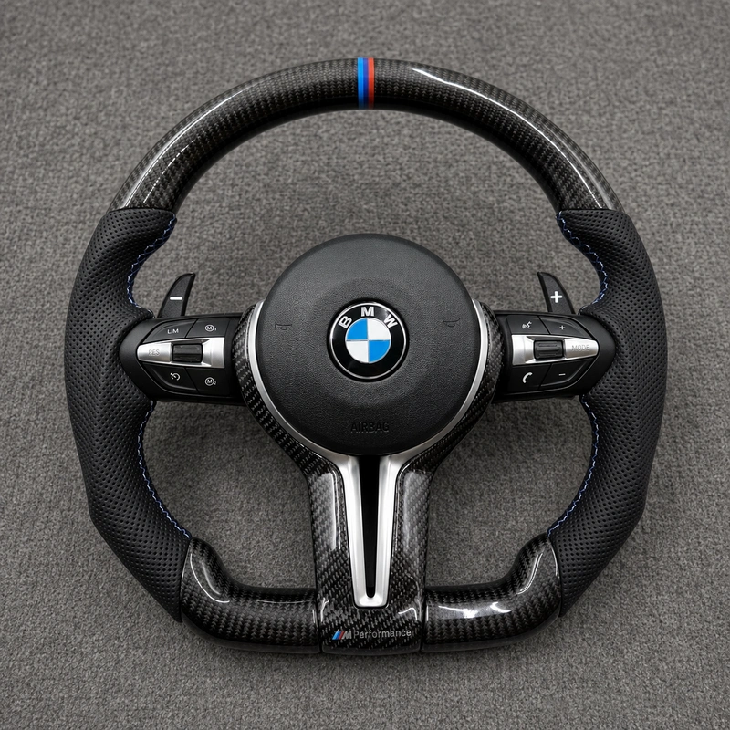 Custom Nappa Leather Real Carbon Fiber LED Steering Wheel for BMW 2 Series F22 F23 And M2 F87 2014–2021 -JIONX