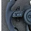 Premium Alcantara Material And Precise White Stitching Detail Audi Custom Steering Wheel JIONX