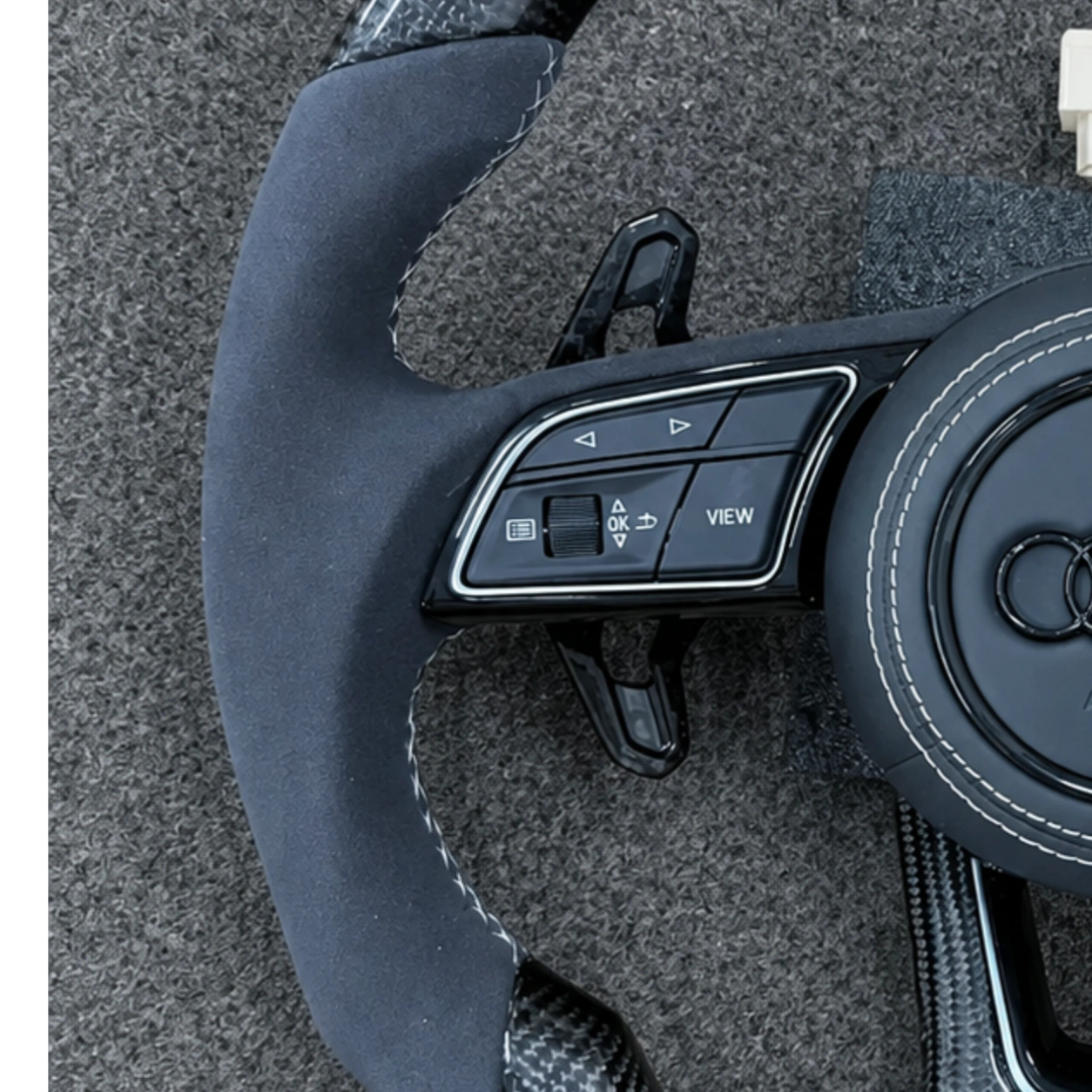 Premium Alcantara Material And Precise White Stitching Detail Audi Custom Steering Wheel JIONX