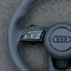 Semi Perforated Leather And Precise Stitching Detail On Audi S Line Steering Wheel JIONX