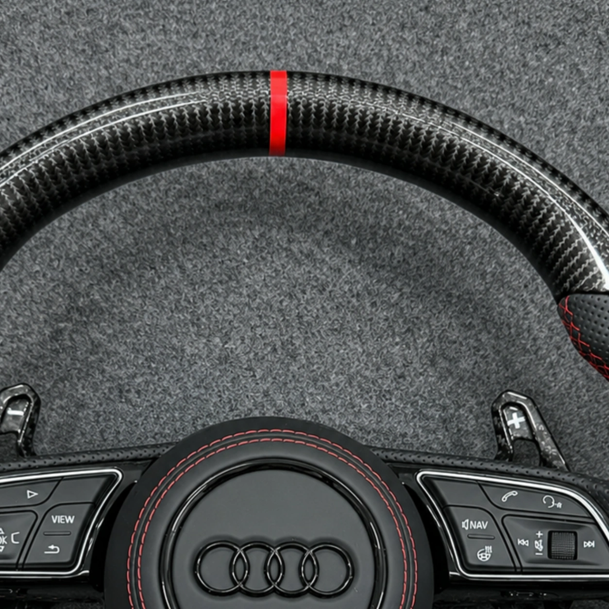 Gloss Carbon Fiber Rim Texture For Audi A4 A5 Steering Wheel JIONX