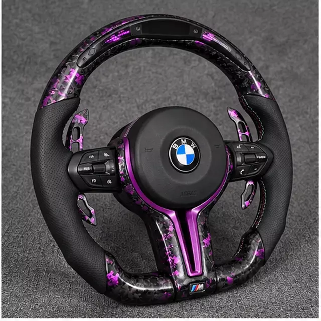 BMW F10 custom forged carbon steering wheel angle view