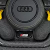 Flat D-bottom carbon fiber frame with badge for Audi A4 RS LED semi perforated leather steering wheel