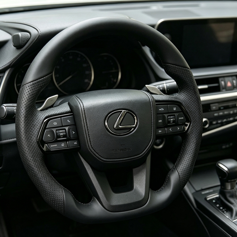 Factory Direct Leather Car Steering Wheel Sport Black Stitching Suitable for Toyota Land Cruiser LC300 LC79 LC70 Hilux Fortuner