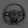 Custom AMG Racing Steering Wheel Black Perforated Leather for Mercedes Benz CLA GLC GLB GLS GLE W118 W204 W205 W212 W213 W221 W222 E63 E63S E63 S63 C63 CLS63 G63