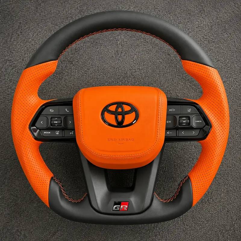 For Toyota Series 2015–2026 Nappa Leather Custom Walnut Wood Steering Wheel -JIONX