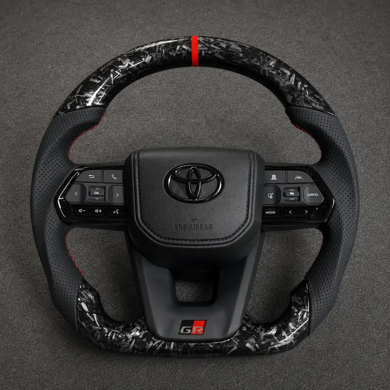 For Toyota Series 2015–2026 Nappa Leather Custom Real Forged Carbon Fiber LED Steering Wheel -JIONX