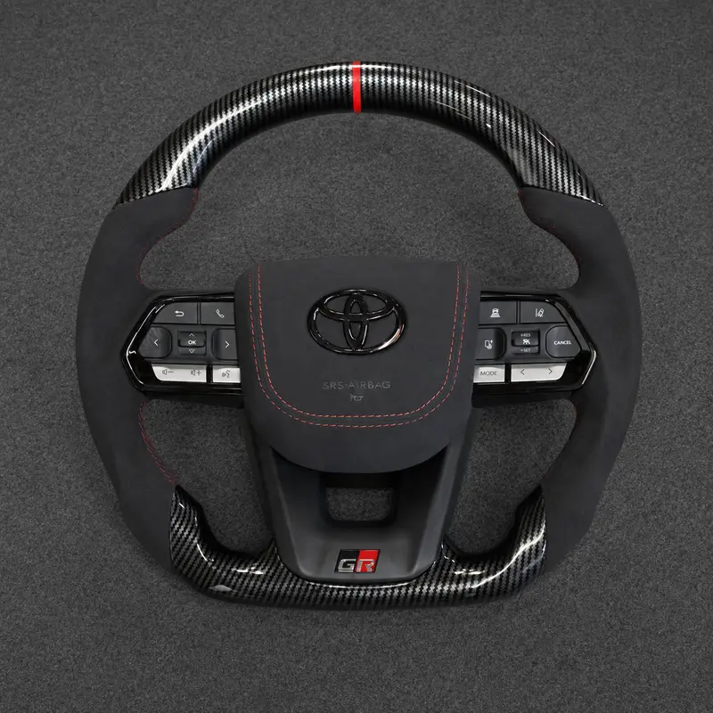 For Toyota Series 2015–2026 Nappa Leather Custom Real Carbon Fiber LED Steering Wheel -JIONX
