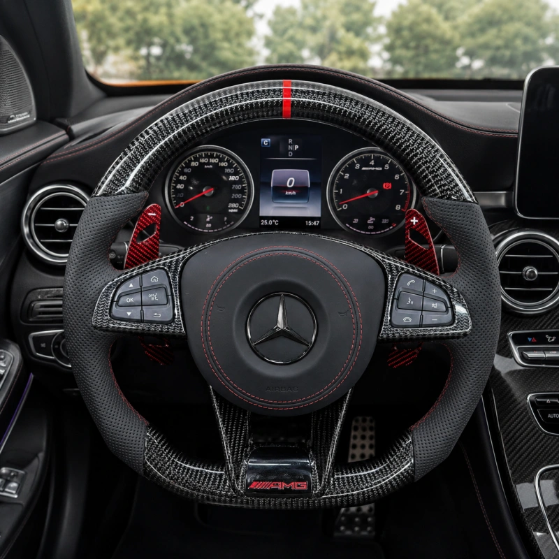 Nappa Leather And Carbon Fiber Steering Wheel for Mercedes AMG A C E GLA GLC GLE GLS CLA And CLS Series Models
