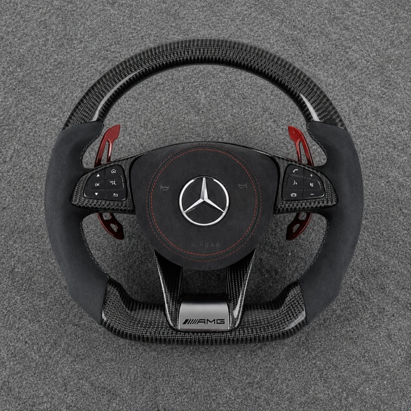 Alcantara And Carbon Fiber Steering Wheel for Mercedes-AMG W204 W205 W212 W213 W176 W166 W207 W218 W222 W253 W172 W463 GLE G63 C63