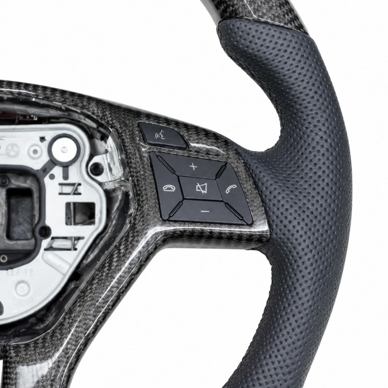 For Mercedes-Benz W204 W212 AMG CLA45 E63 C63 E550 E350 C300 SLK GLA45 SL63 Custom Black Carbon Fiber Steering Wheel