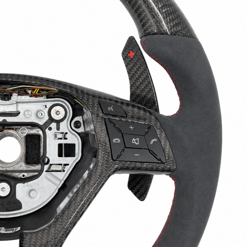 Alcantara and Carbon Fiber Steering Wheel for Mercedes-AMG A-Class, C-Class, E-Class, CLA, and CLK