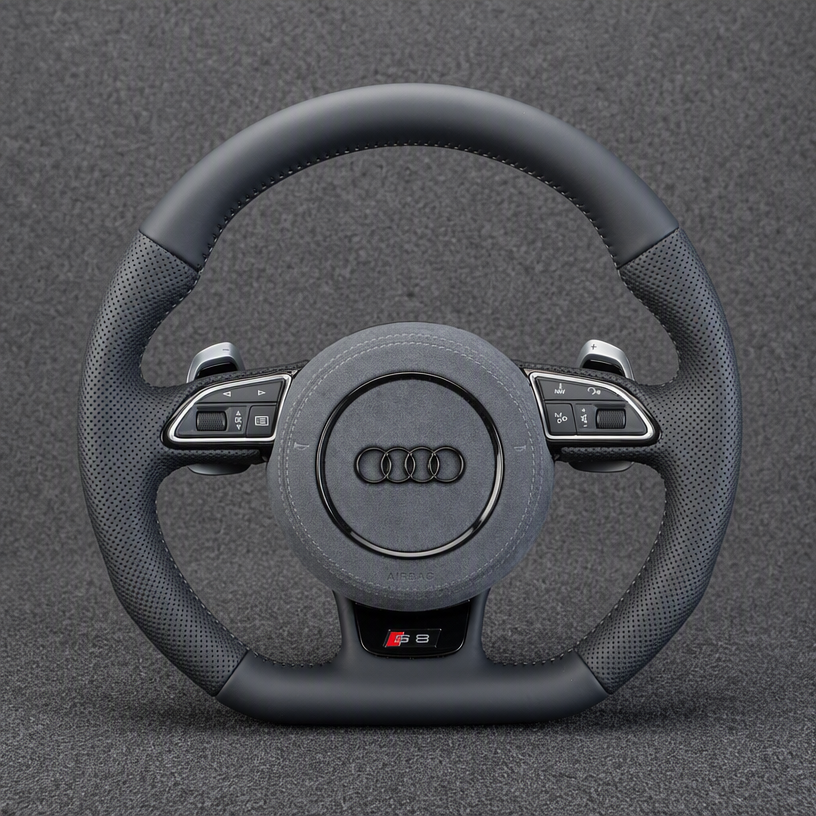Custom Perforated Nappa Leather Carbon Fiber LED Steering Wheel for Audi A4 S4 RS4 A5 S5 RS5 B5 B6 B7 B8 B9 8T 8F F5 1994–2026 -JIONX