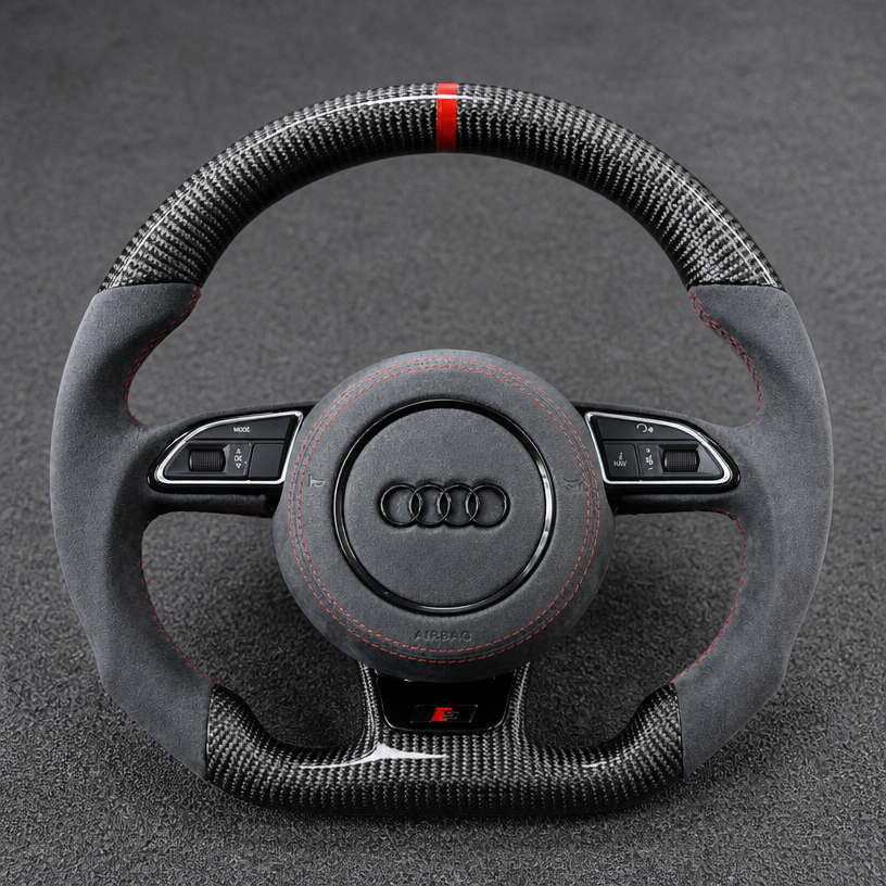 Custom Alcantara Carbon Fiber LED Wheel for Select Audi A6 S6 RS6 A7 S7 RS7 Models B8 C4 C5 C6 C7 C8 4G 4K 1994–2026 -JIONX