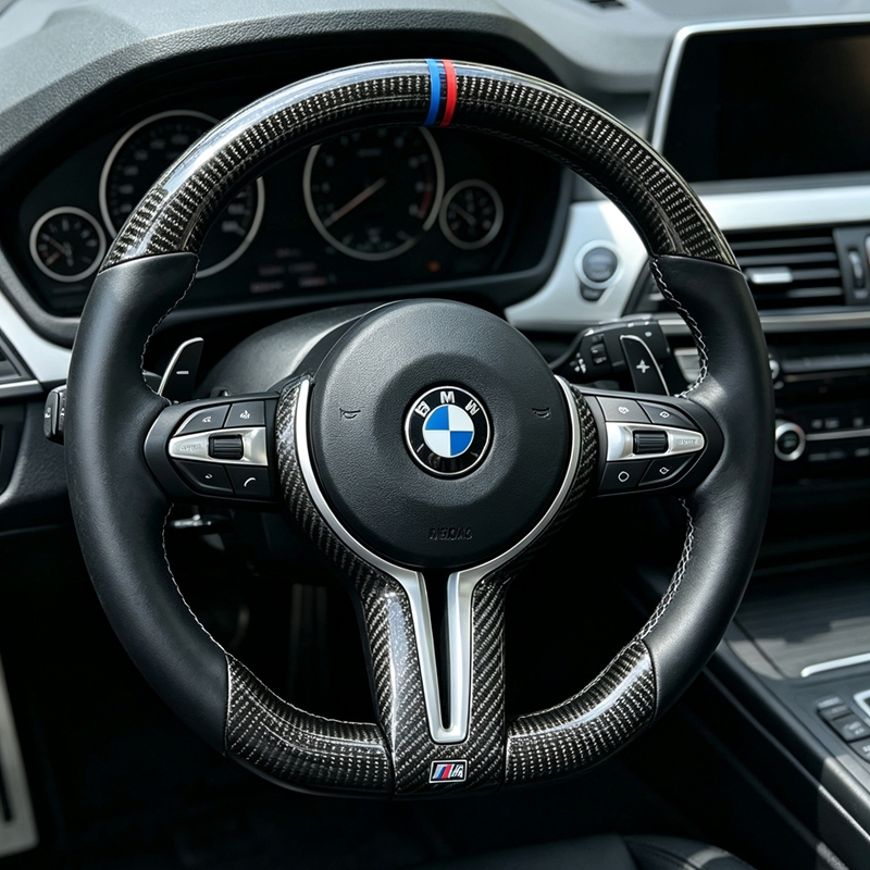 Steering Wheel for BMW F30 F10 E90 F32 F36 M340i E39 F22 F11 540i E87 F82 M3 M5 E70 M4 Leather Carbon Fiber LED F80 E92 m Sport
