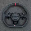 Audi Sport Steering Wheel Perforated Leather Red Stitching Red Top Marker For A4 A5 S4 S5 Jionx