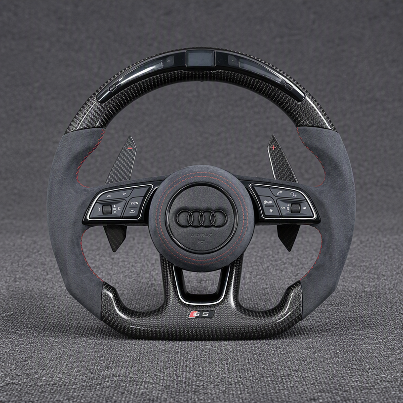 Custom Alcantara Nappa Leather Carbon Fiber LED Steering Wheel for Audi A6 S6 RS6 A7 S7 RS7 C4 C5 C6 C7 C8 4G 4K 1994–2026 -JIONX